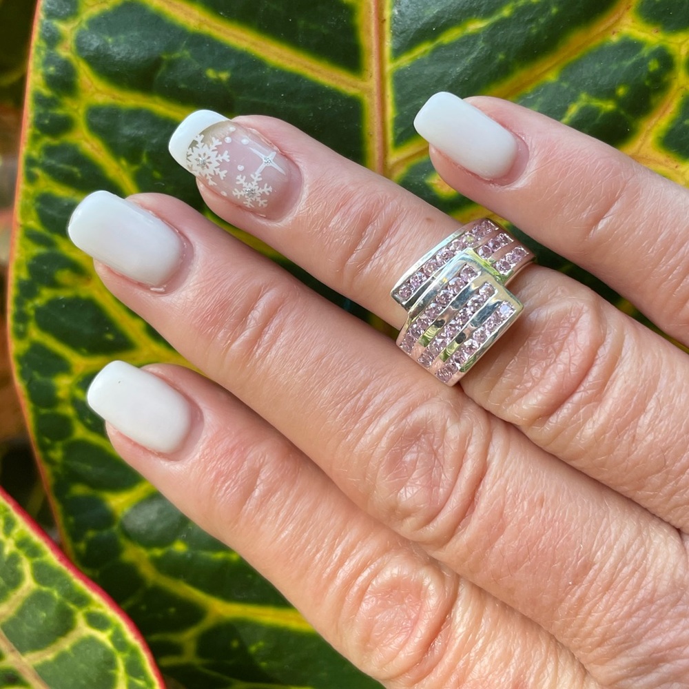 Pink/Purple CZ Sterling Silver Ring